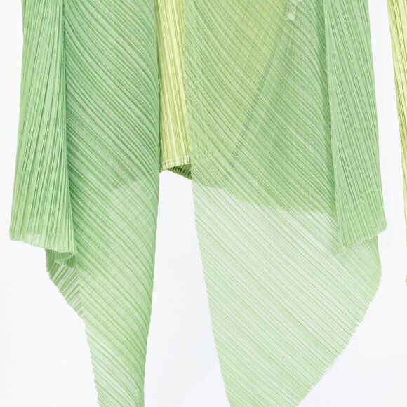 Pleats Please Issey Miyake Pastel-Green Layered Open-Front Cardigan - Picture 6 of 8